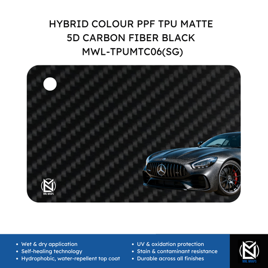 HYBRID COLOUR PPF TPU MATTE 5D CARBON FIBER BLACK  MWL-TPUMTC06(SG)