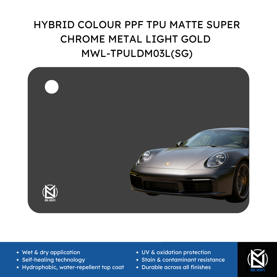 HYBRID COLOUR PPF TPU MATTE SUPER CHROME METAL LIGHT GOLD MWL-TPULDM03L(SG)