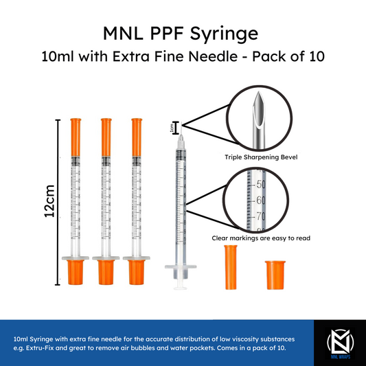MNL PPF Syringe 10ml with Extra Fine Needle - Pack of 10